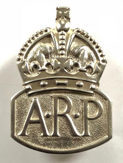 Air Raid Precautions 1937 1st Issue silver ARP warden pin badge