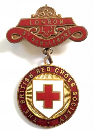 WW1 British Red Cross Society London St. Marylebone badge