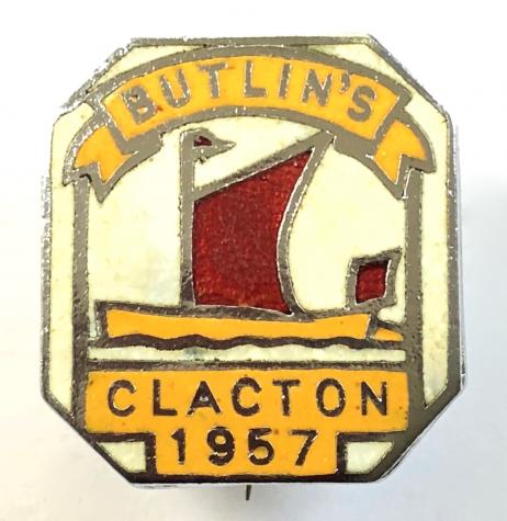 Butlins 1957 Clacton holiday camp sailing boat badge