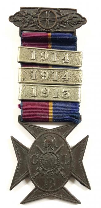 WW1 Church Lads Brigade bronze service medal with 1913 and 1914 clasp