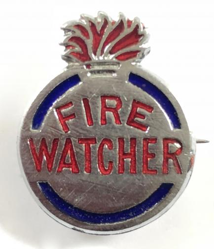 WW2 Fire Watcher civilian volunteer lady war worker pin badge
