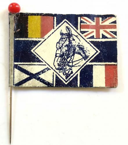 WW1 RSPCA Union Jack Day 'For Sick and Wounded Horses flag day fund badge