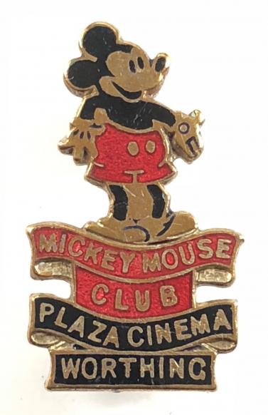 Mickey Mouse Club Plaza Cinema Worthing pin badge circa 1934