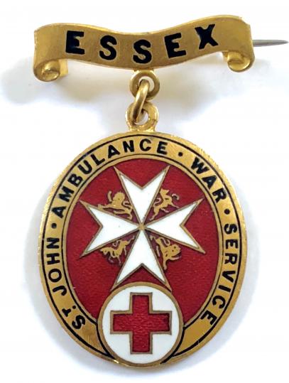 WW1 BRCS & Order of St John Essex overseas war service badge