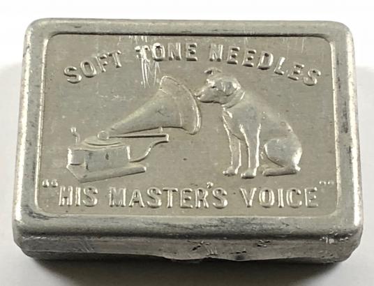 His Masters Voice HMV Gramophone soft tone needles case and Coventry retailer's card
