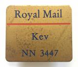 Royal Mail postmans security badge KEV NN 3447
