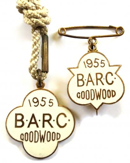 British Automobile Racing Club BARC Goodwood 1955 pair of badges