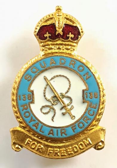 RAF No 138 Squadron Royal Air Force Badge circa 1940s