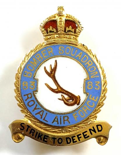RAF No 83 Pathfinder Squadron Royal Air Force 1940 9ct gold badge