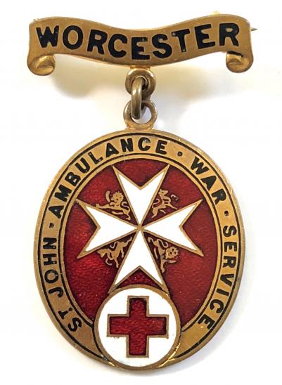 WW1 BRCS & Order of St John Worcester overseas war service badge