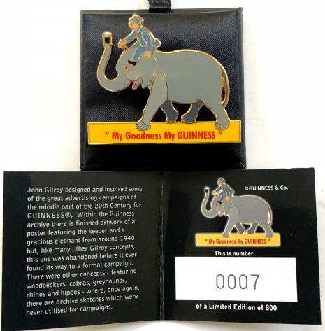 Guinness & Co Limited Edition badge Zoo Keeper riding Elephant