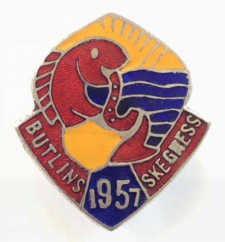 Butlins 1957 Skegness holiday camp fish saxophone badge