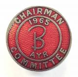 Butlins Ayr 1965 red chairman committee badge