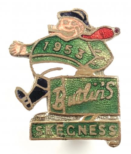 Butlins 1953 Skegness holiday camp jolly fisherman suitcase badge