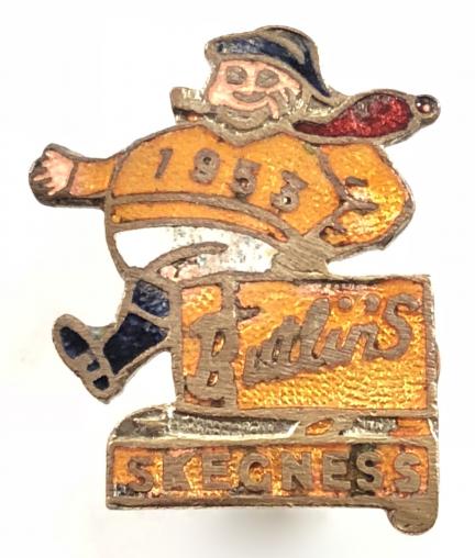 Butlins 1953 Skegness holiday camp jolly fisherman suitcase badge