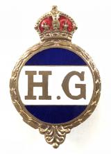 WW2 Home Guard invasion defence blue and white HG lapel badge
