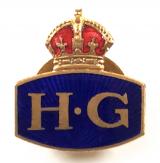 WW2 Home Guard invasion defence large HG lapel badge
