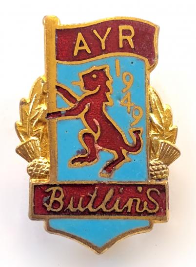 Butlins 1949 Ayr holiday camp lion and flag badge