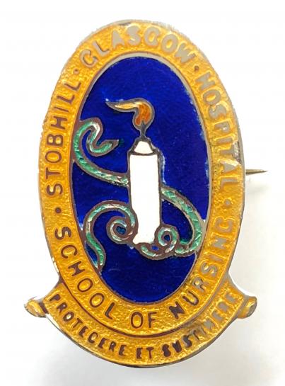 Stobhill Glasgow Hospital school of nursing silver badge by Elkington & Co.