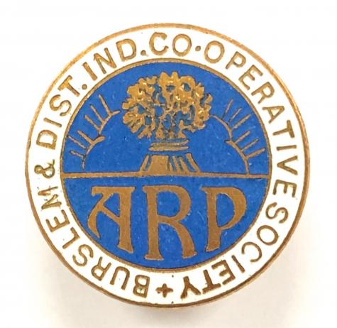 Burslem & District Co-Operative Society Air Raid Precaution ARP badge