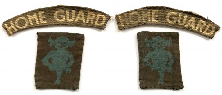WW2 Home Guard County of Lincolnshire printed set of battledress sleeve badges