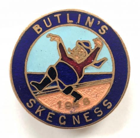 Butlins 1946 Skegness holiday camp jolly fisherman enamel badge