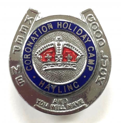 Coronation Holiday Camp Hayling Island Hampshire lucky horeshoe badge