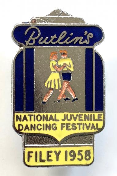 Butlins 1958 Filey holiday camp national juvenile dancing festival badge