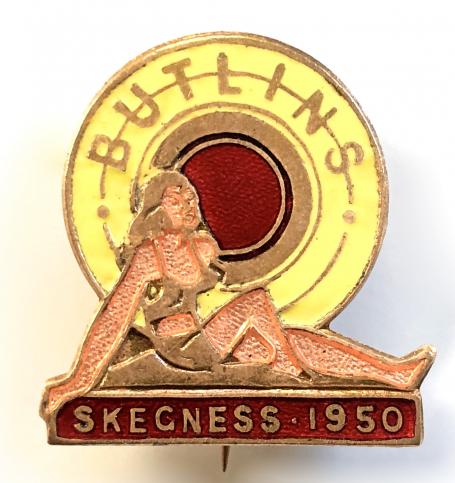 Butlins 1950 Skegness holiday camp girl in swimsuit badge