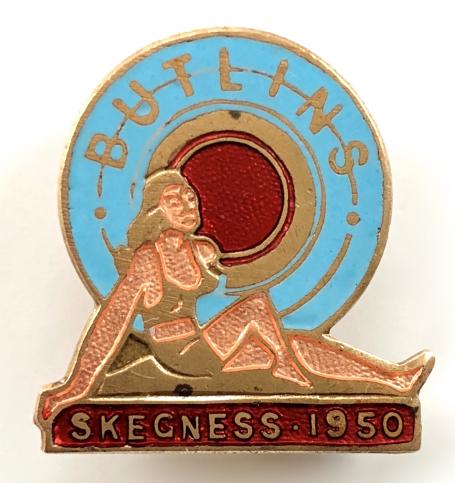 Butlins 1950 Skegness holiday camp girl in swimsuit badge