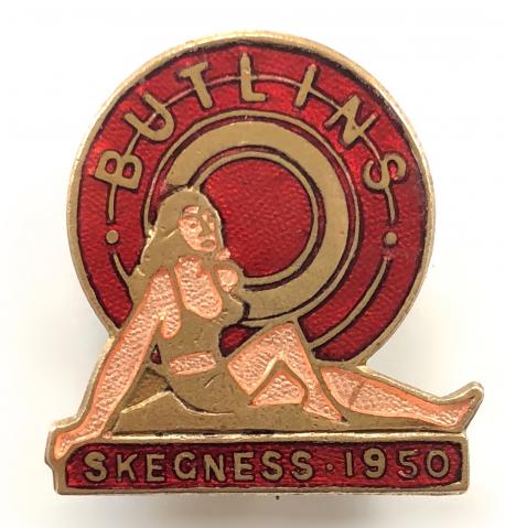 Butlins 1950 Skegness holiday camp girl in swimsuit badge
