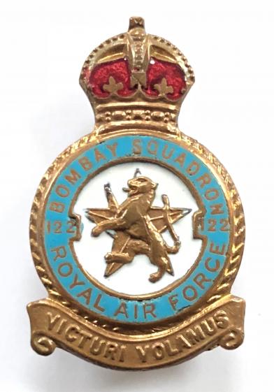 RAF No 122 Bombay Squadron Royal Air Force badge circa 1940s