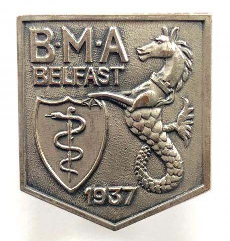 British Medical Association BMA Belfast 1937 annual meeting badge