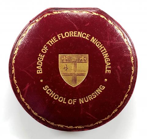 Florence Nightingale School of Nursing silver hospital badge & case