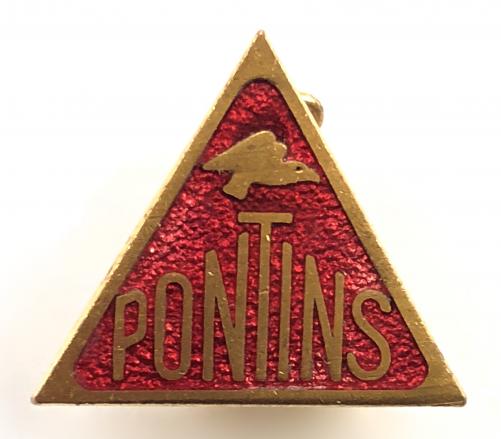 Pontins holiday camp red enamel triangular deco badge