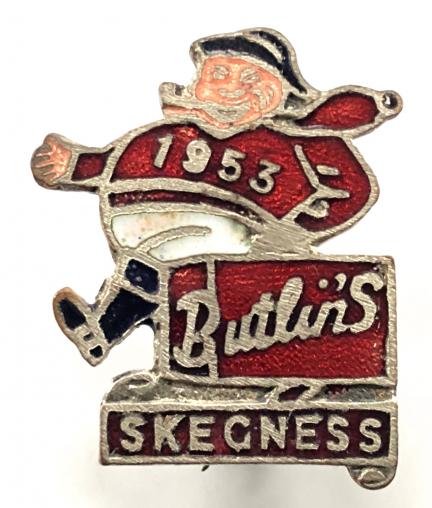 Butlins 1953 Skegness holiday camp jolly fisherman with a suitcase badge