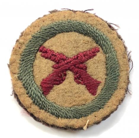 Boy Scouts Marksman proficiency khaki felt cloth badge circa 1909 pattern