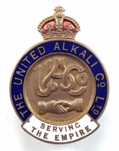 WW1 United Alkali Co Ltd Liverpool on war service workers numbered badge