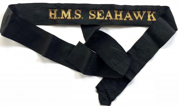 HMS Seahawk cap ribbon tally badge RNAS Culdrose airfield