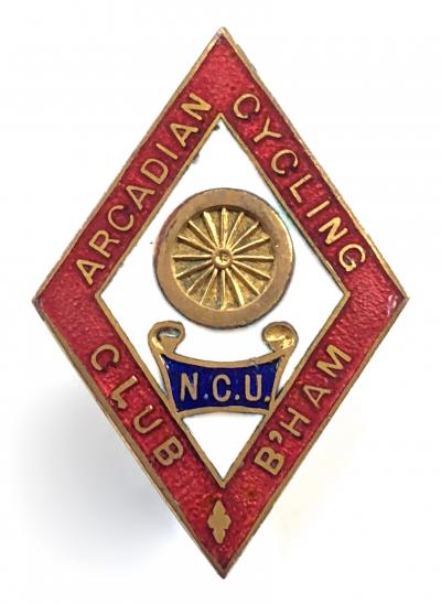 Arcadian Cycling Club Birmingham National Cyclist Union badge