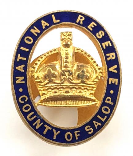 WW1 National Reserve County of Salop Shropshire home front badge