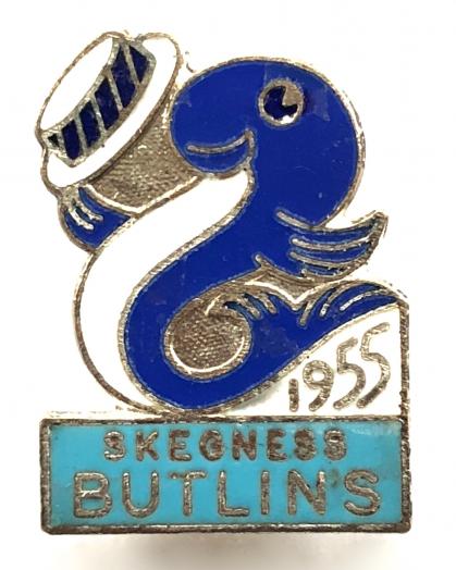 Butlins 1955 Skegness holiday camp badge fish with boater hat