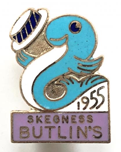 Butlins 1955 Skegness holiday camp badge fish with boater hat