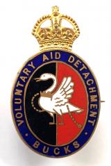 WW1 Buckinghamshire Voluntary Aid Detachment VAD badge