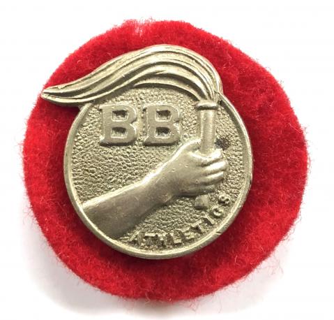 Boys Brigade athletics proficiency badge with red cloth backing certificate