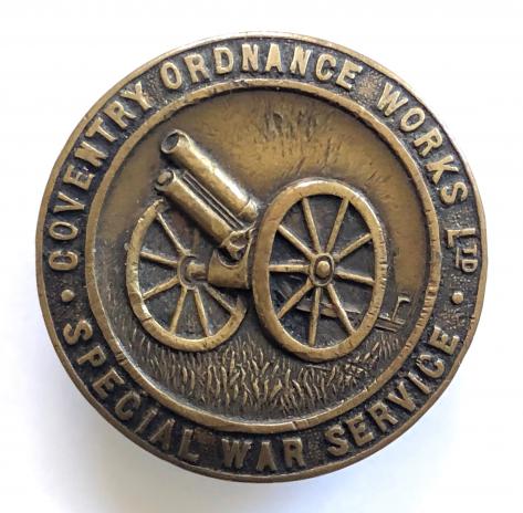 WW1 Coventry Ordnance Works Special War Service munition makers badge