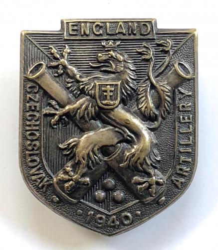 Free Czechoslovak Artillery in England 1940 pin badge by H.W.Miller Birmingham