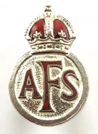 Vintage Kings Brigade Silver AFS Original Auxiliary Fire Service Lapel Badge 
