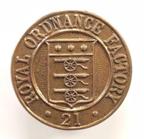 WW2 Royal Ordnance Factory ROF 21 munition war workers badge