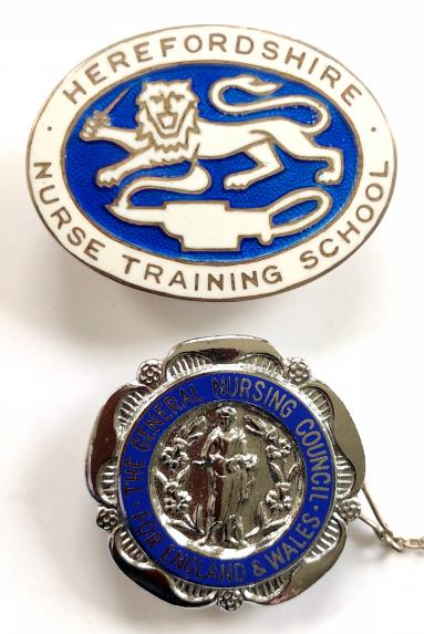 Hereford Nurse Training School silver nursing badge plus SRN